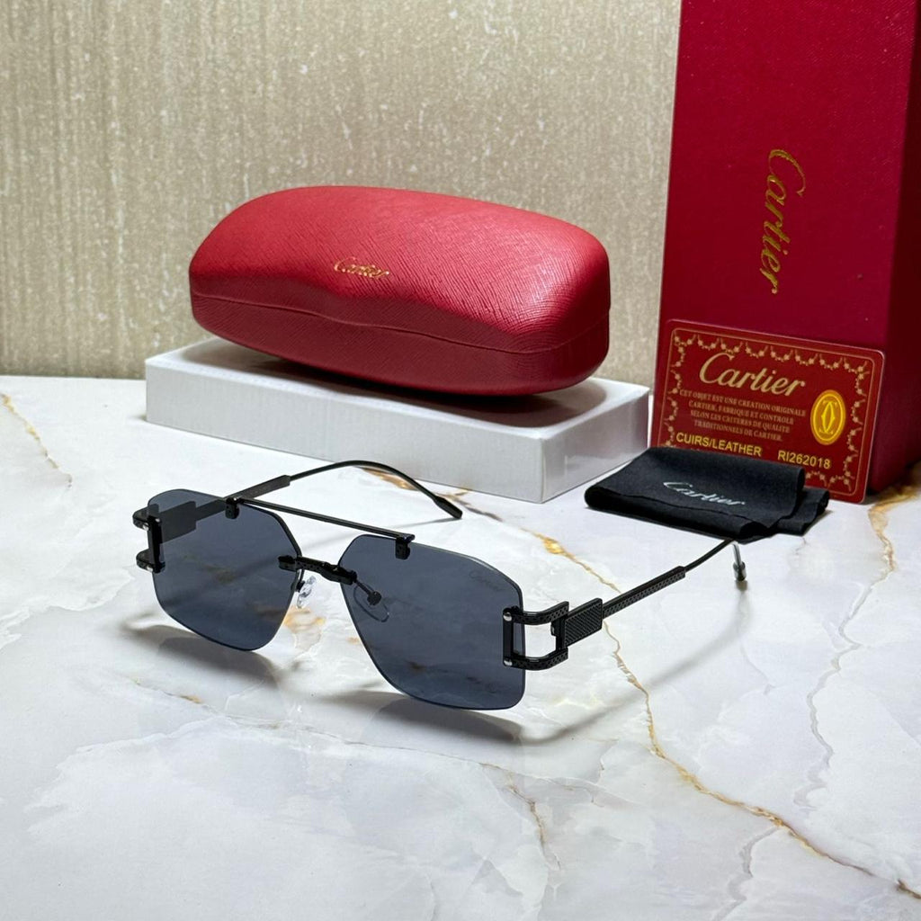 CARTIER Enchanted Emerald Luxe Square Sunglasses with Luminous Silver Accents