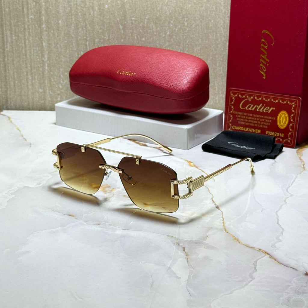 CARTIER Enchanted Emerald Luxe Square Sunglasses with Luminous Silver Accents