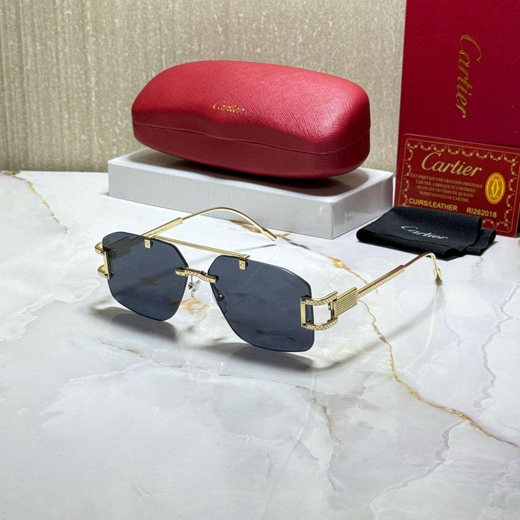 CARTIER Enchanted Emerald Luxe Square Sunglasses with Luminous Silver Accents