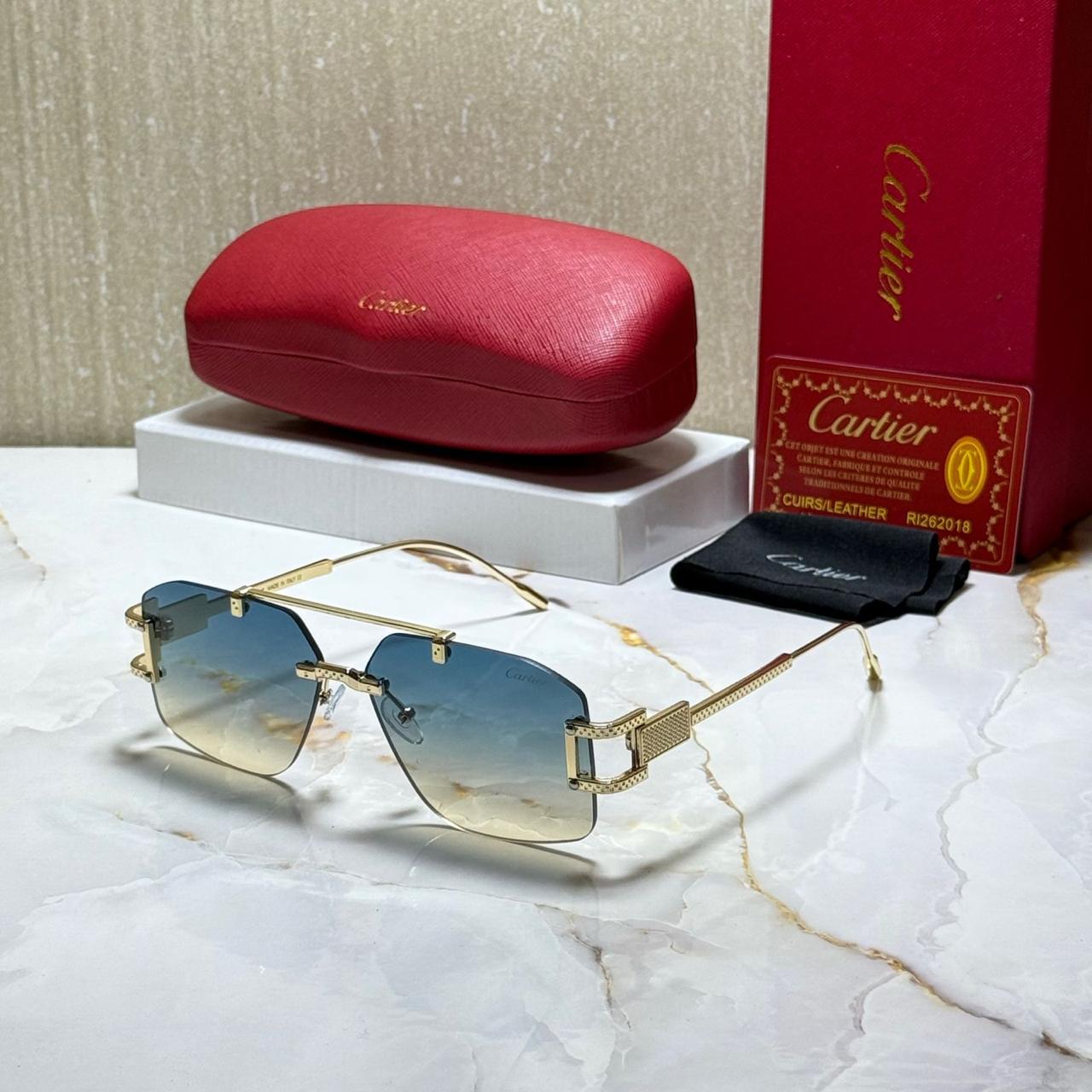 CARTIER Enchanted Emerald Luxe Square Sunglasses with Luminous Silver Accents
