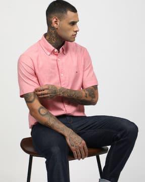 Tommy Hilfiger Breezy Coral Short-Sleeve Button-Up Shirt