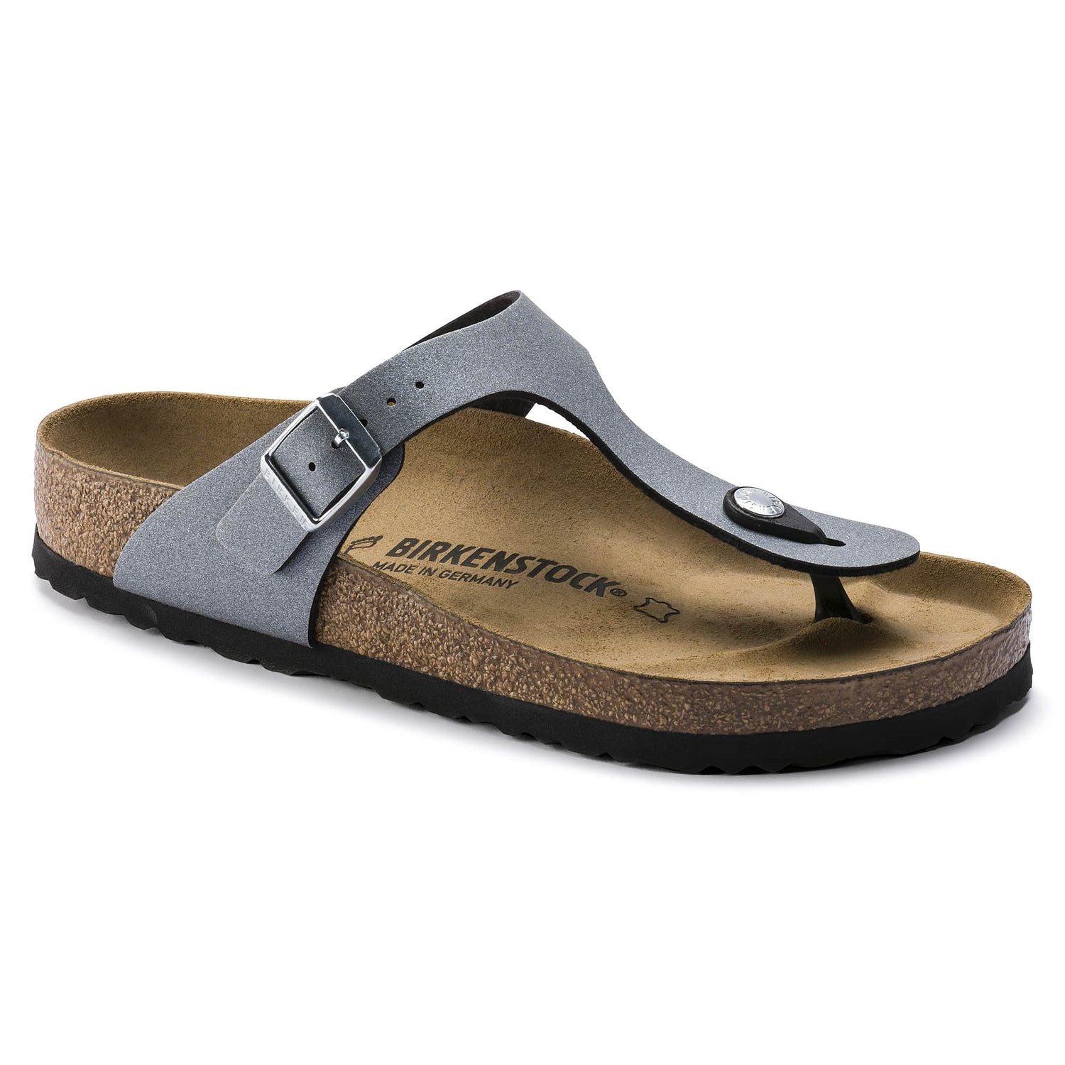 Birkenstock Elegant Slate Grey Thong Sandals with Comfort Footbed