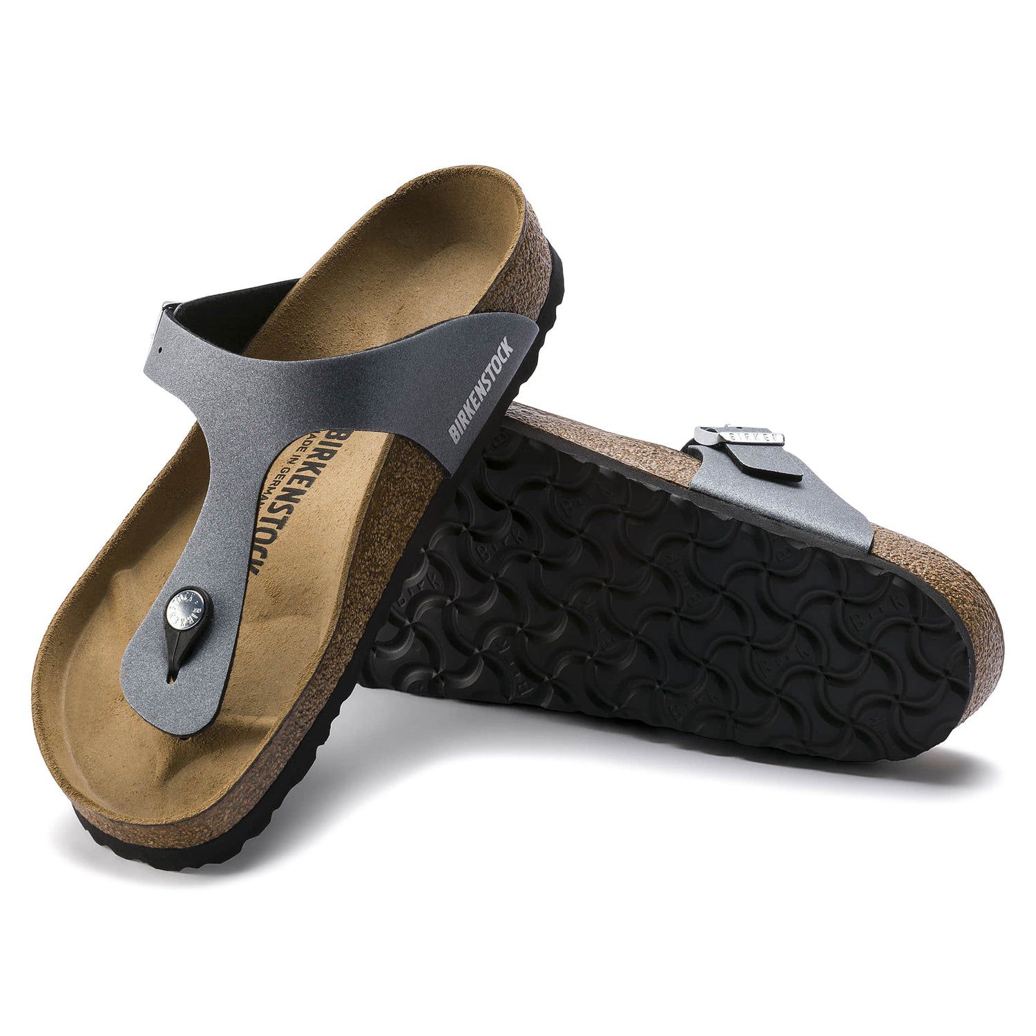 Birkenstock Elegant Slate Grey Thong Sandals with Comfort Footbed