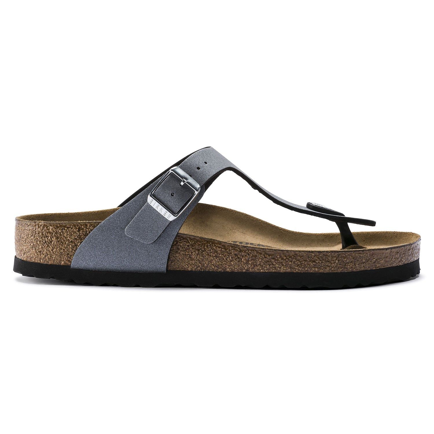 Birkenstock Elegant Slate Grey Thong Sandals with Comfort Footbed