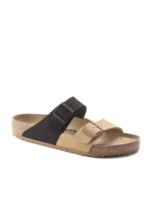 Birkenstock Elegant Duo-Tone Comfort Sandals in Earthy Beige and Midnight Black