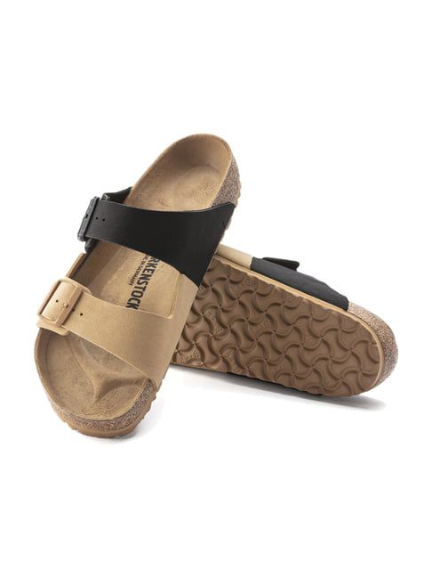 Birkenstock Elegant Duo-Tone Comfort Sandals in Earthy Beige and Midnight Black
