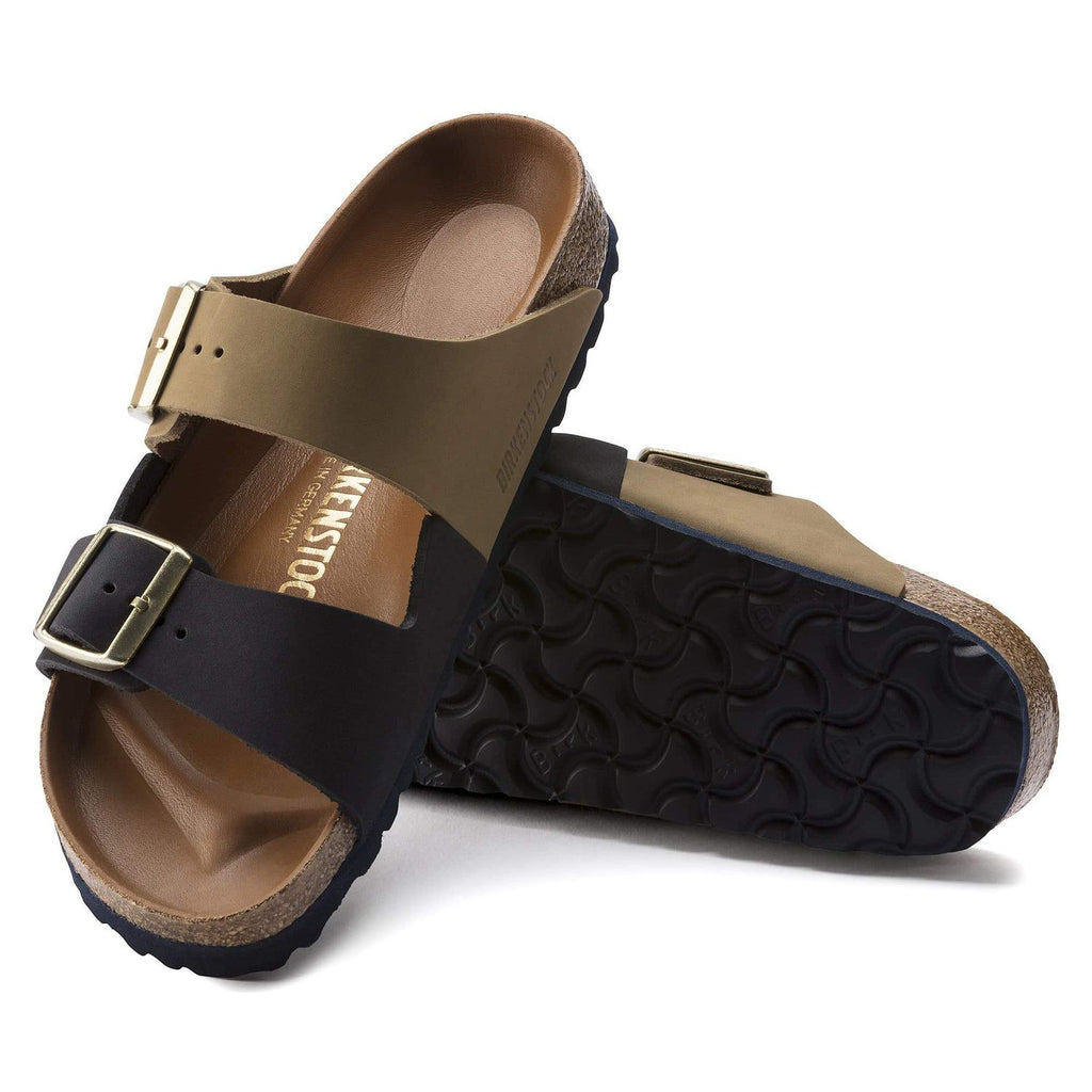 Birkenstock Elegant Earthy Two-Tone Buckled Sandals in Olive & Midnight