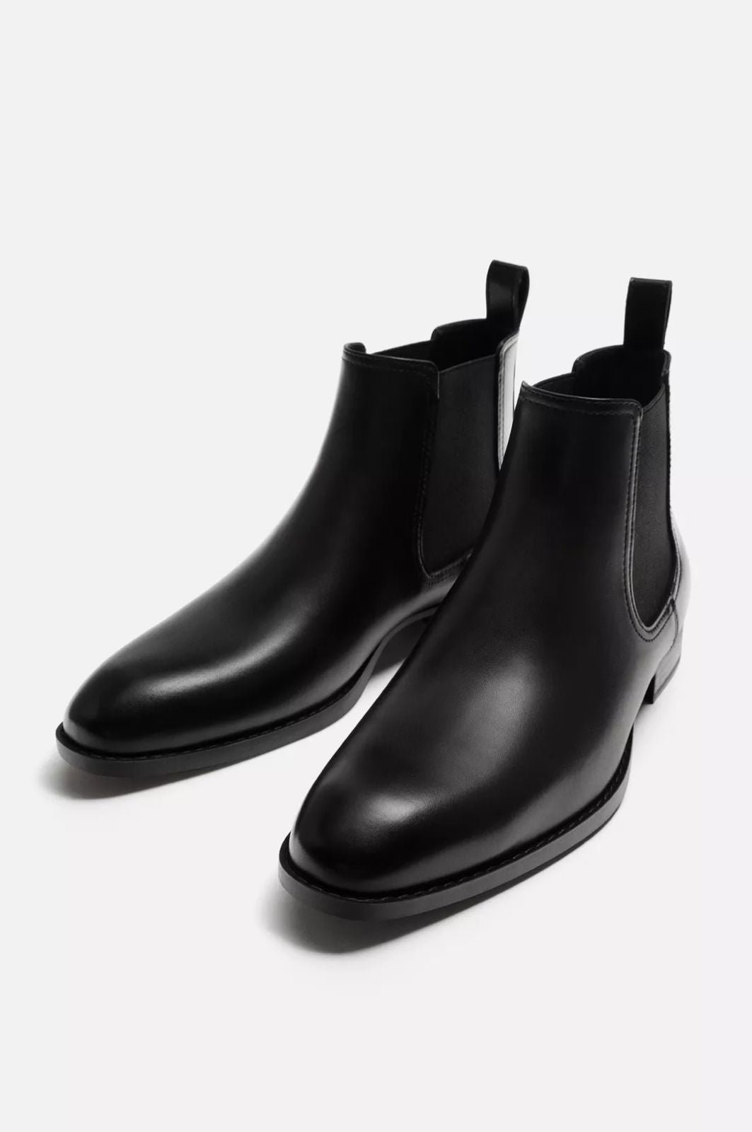 ZARA Sleek Noir Leather Chelsea Boots