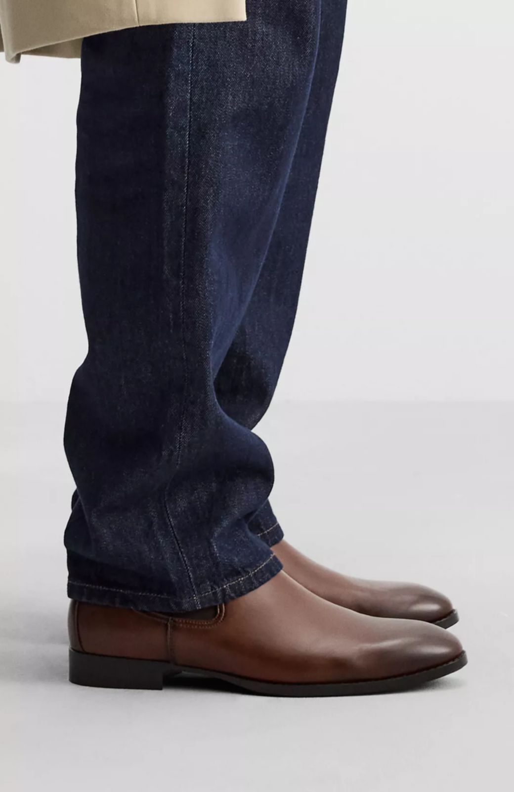 ZARA Elegant Espresso Leather Chelsea Boots
