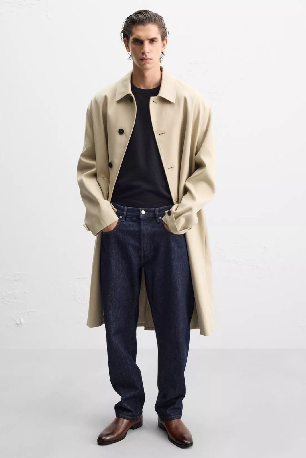 ZARA Elegant Espresso Leather Chelsea Boots