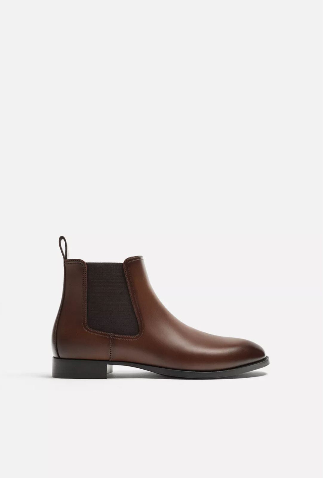 ZARA Elegant Espresso Leather Chelsea Boots