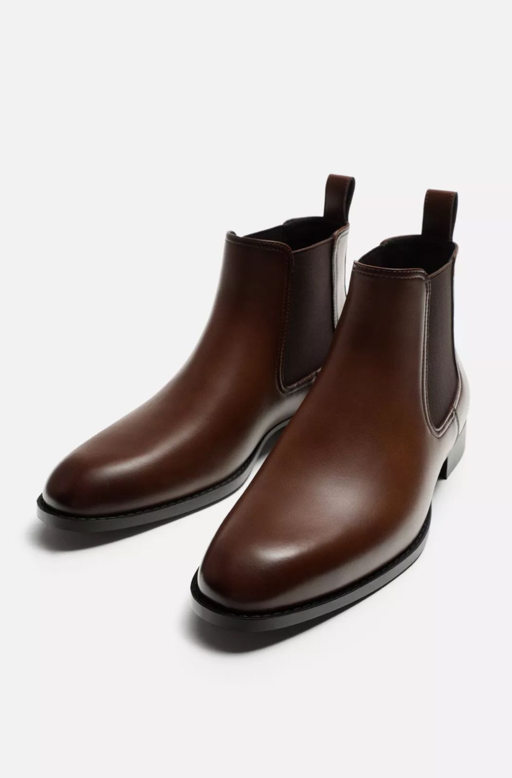 ZARA Elegant Espresso Leather Chelsea Boots