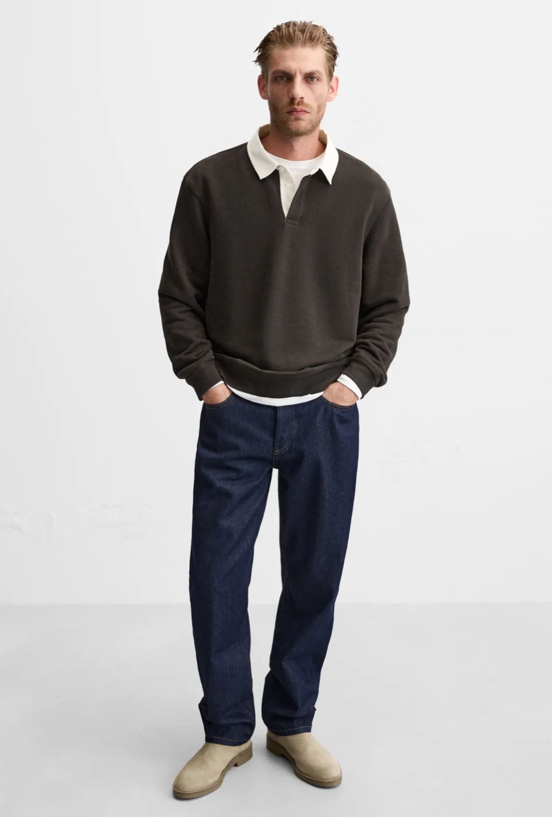 ZARA Suede Chic Desert Boots in Sandy Beige
