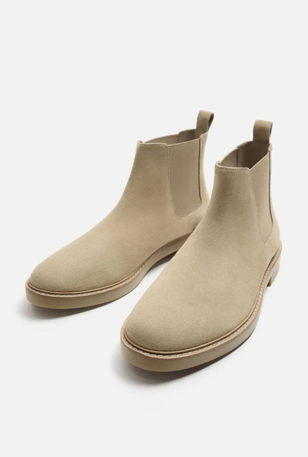 ZARA Suede Chic Desert Boots in Sandy Beige