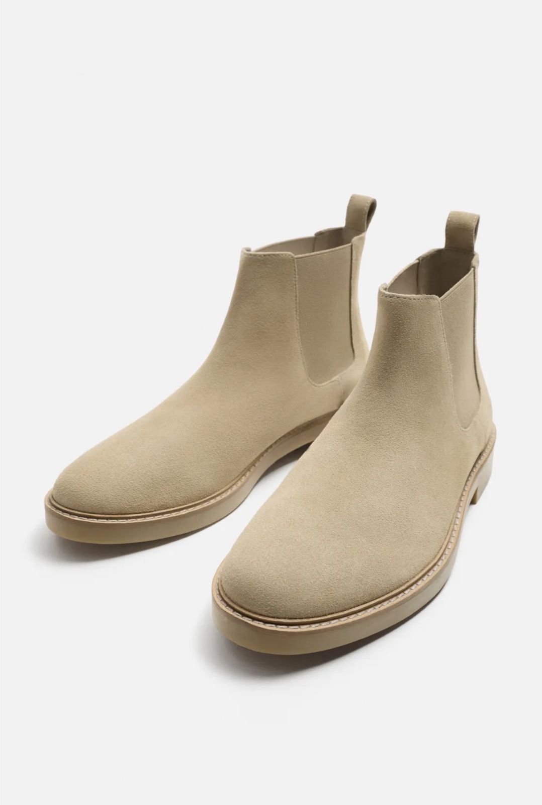 ZARA Suede Chic Desert Boots in Sandy Beige