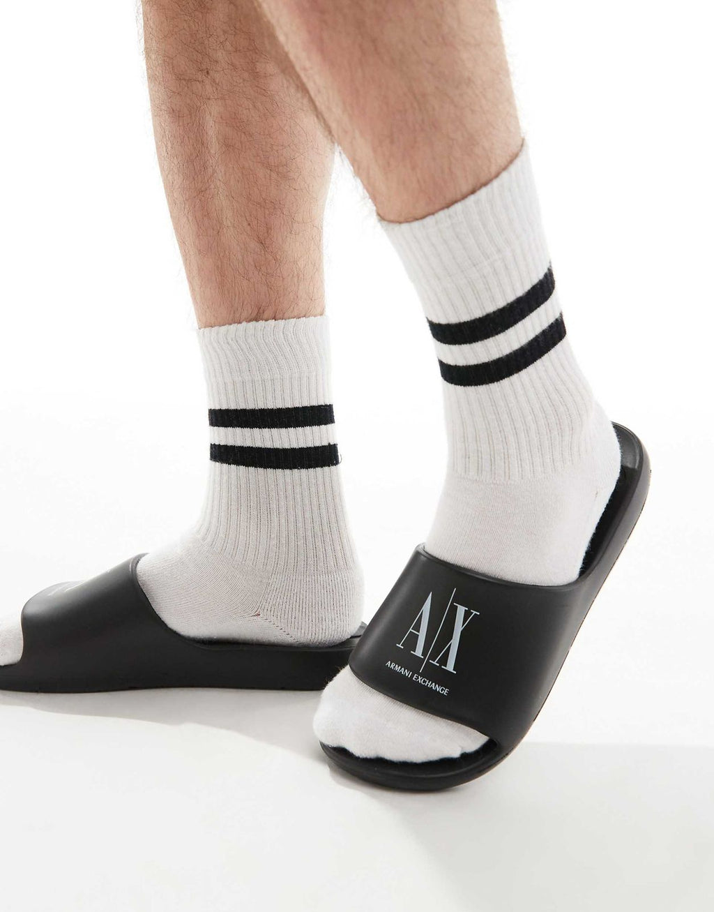 Armani Exchange Sleek Black Slide Sandals with Chic Comfort