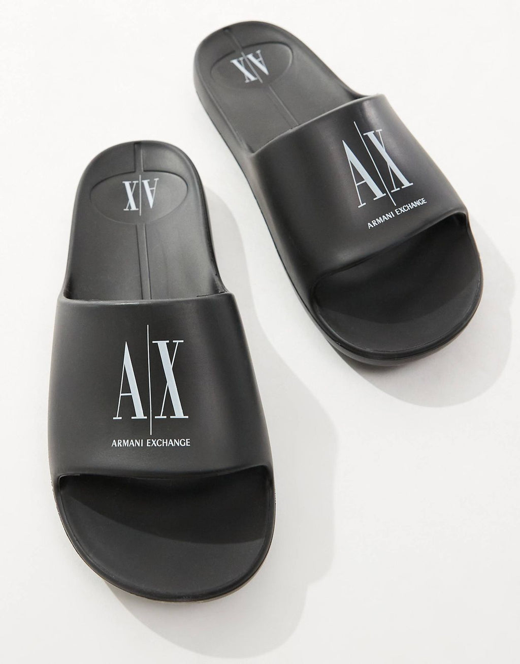 Armani Exchange Sleek Black Slide Sandals with Chic Comfort