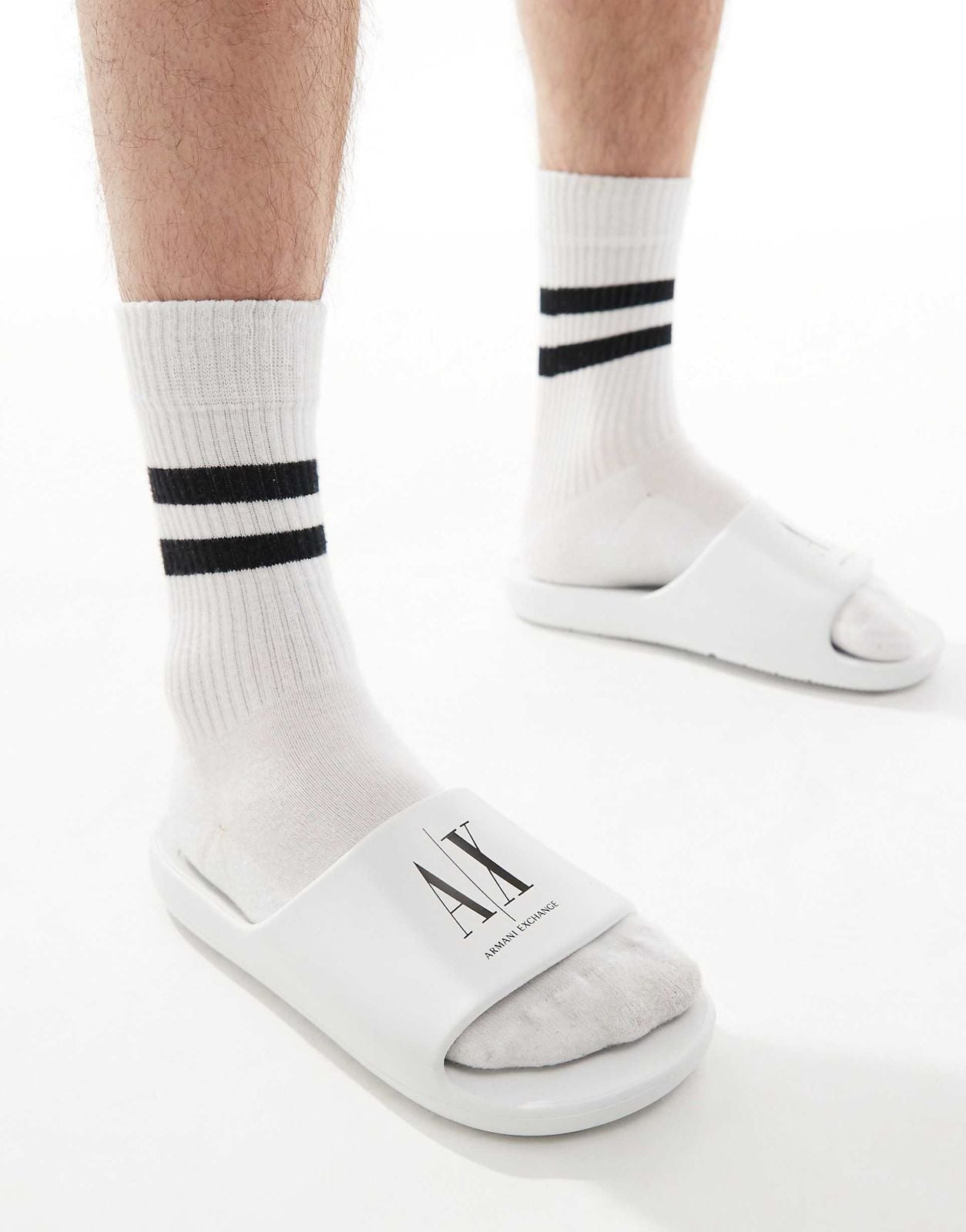 Armani Exchange Effortlessly Chic White Slide Sandals