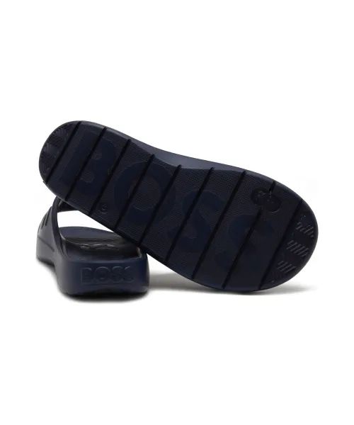 BOSS Effortlessly Chic Navy Slide Sandals
