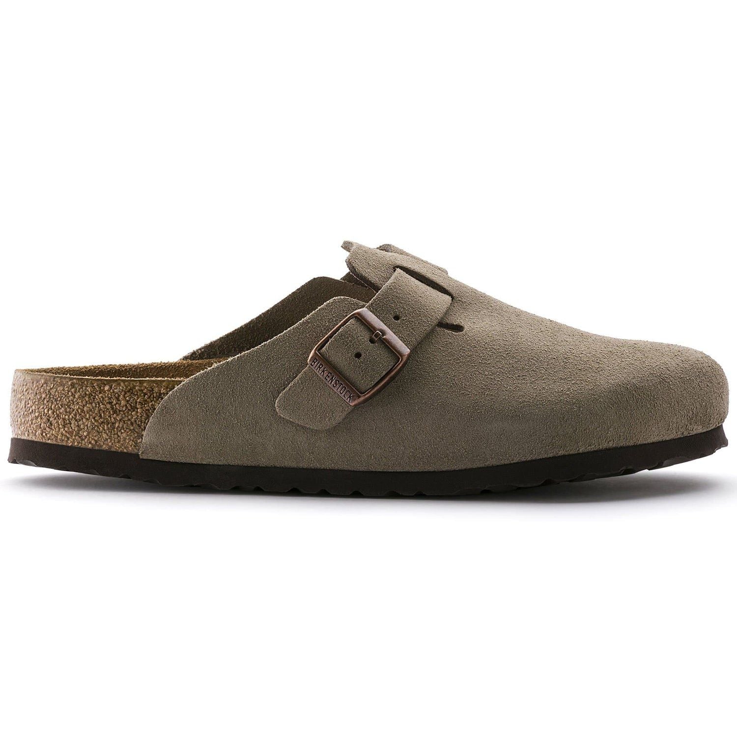 Birkenstock Soft Suede Olive Green Clogs with Adjustable Buckle