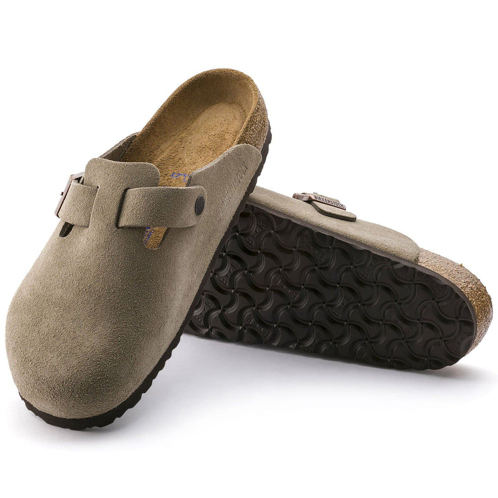 Birkenstock Soft Suede Olive Green Clogs with Adjustable Buckle