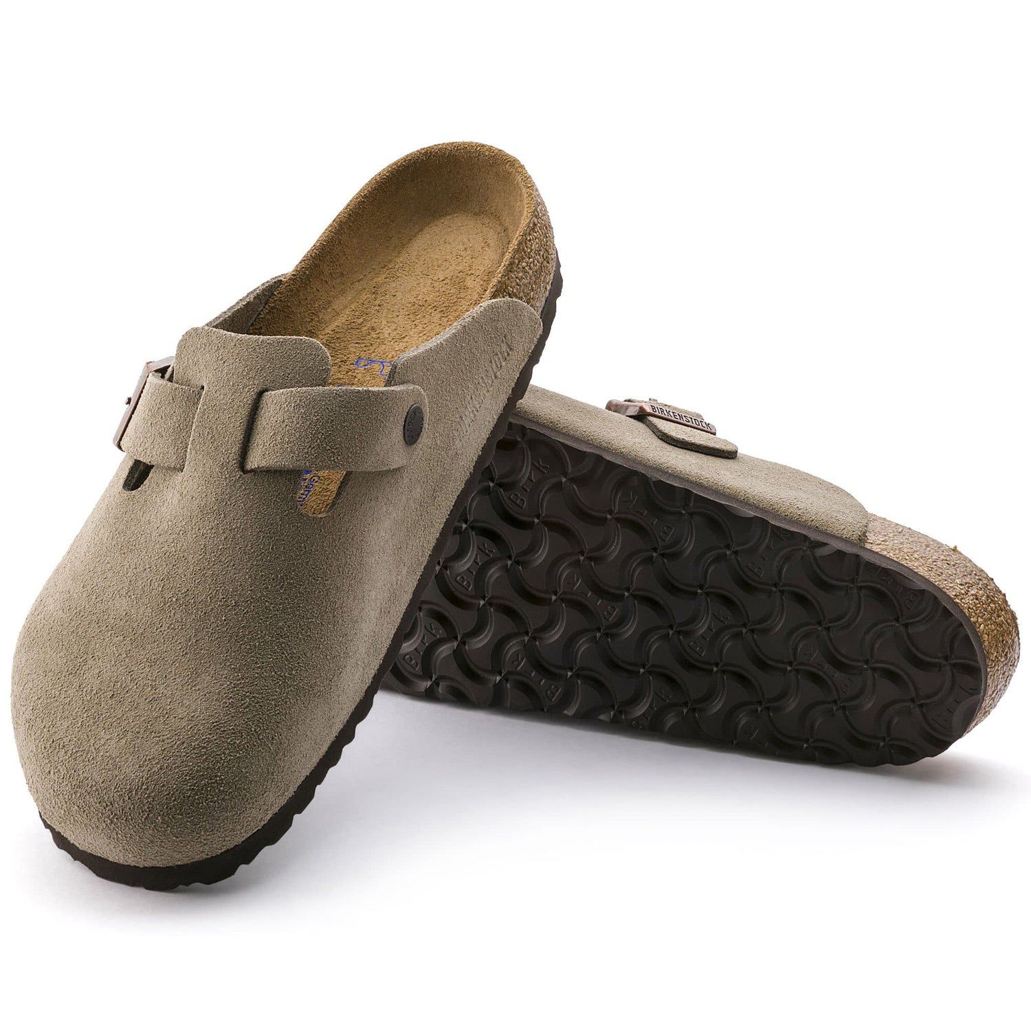 Birkenstock Soft Suede Olive Green Clogs with Adjustable Buckle