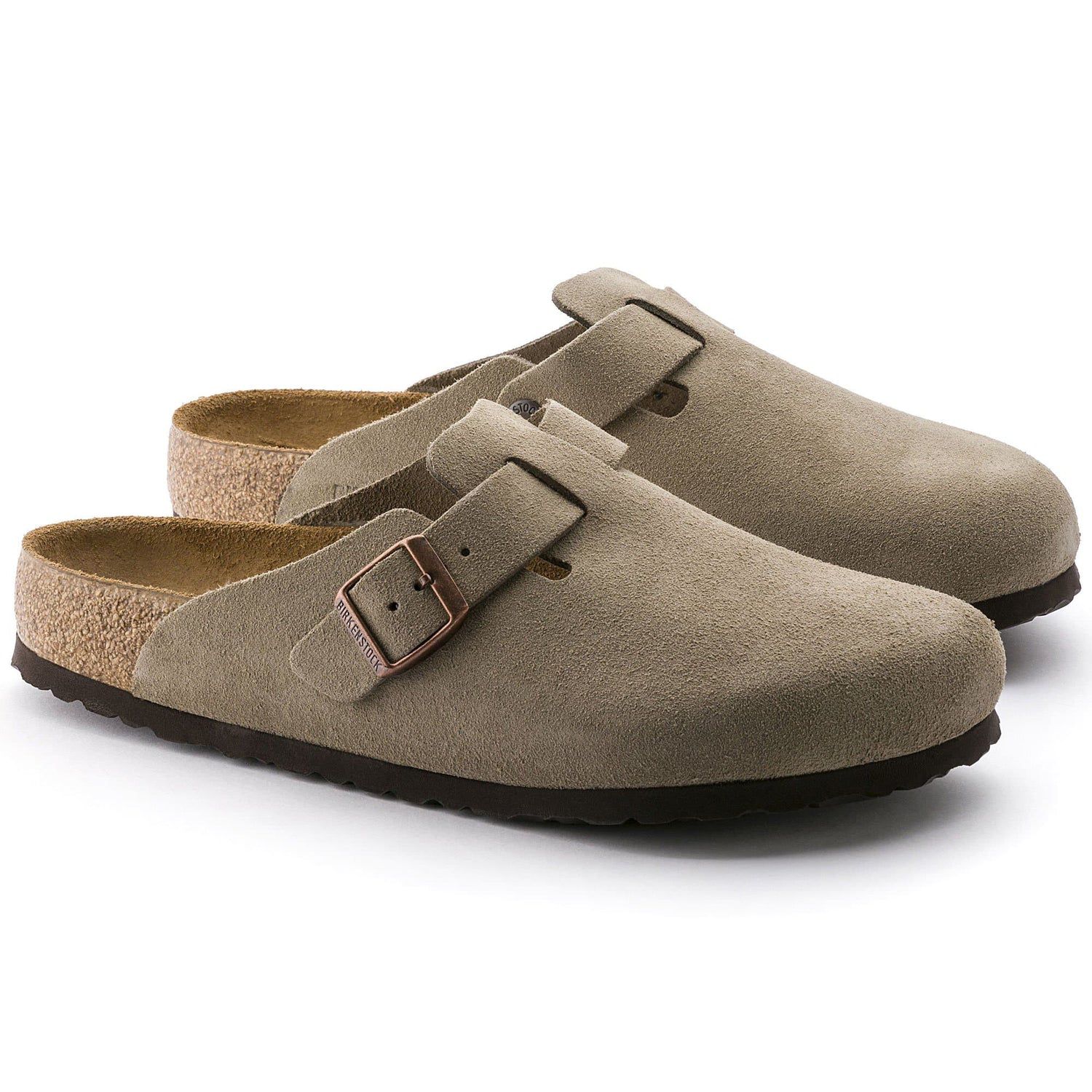 Birkenstock Soft Suede Olive Green Clogs with Adjustable Buckle