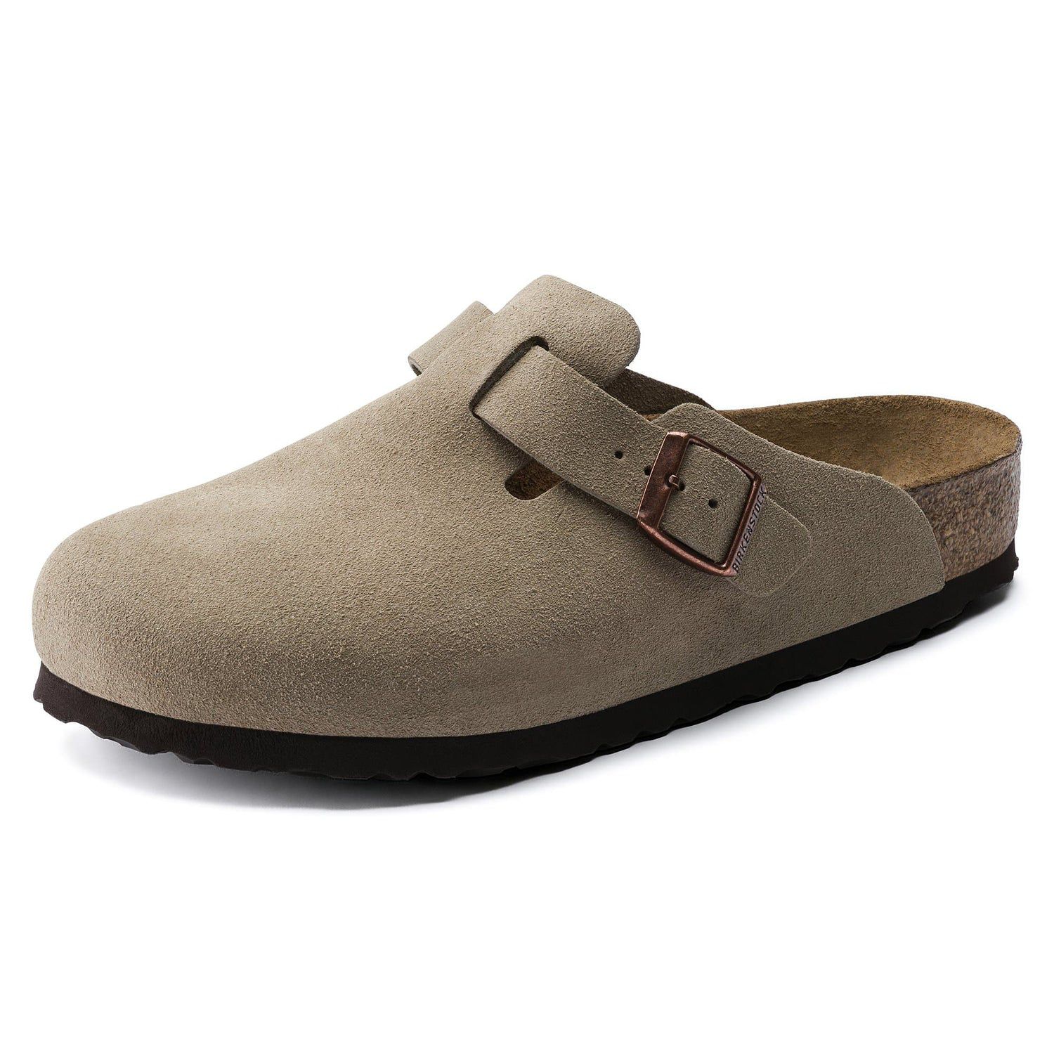Birkenstock Soft Suede Olive Green Clogs with Adjustable Buckle