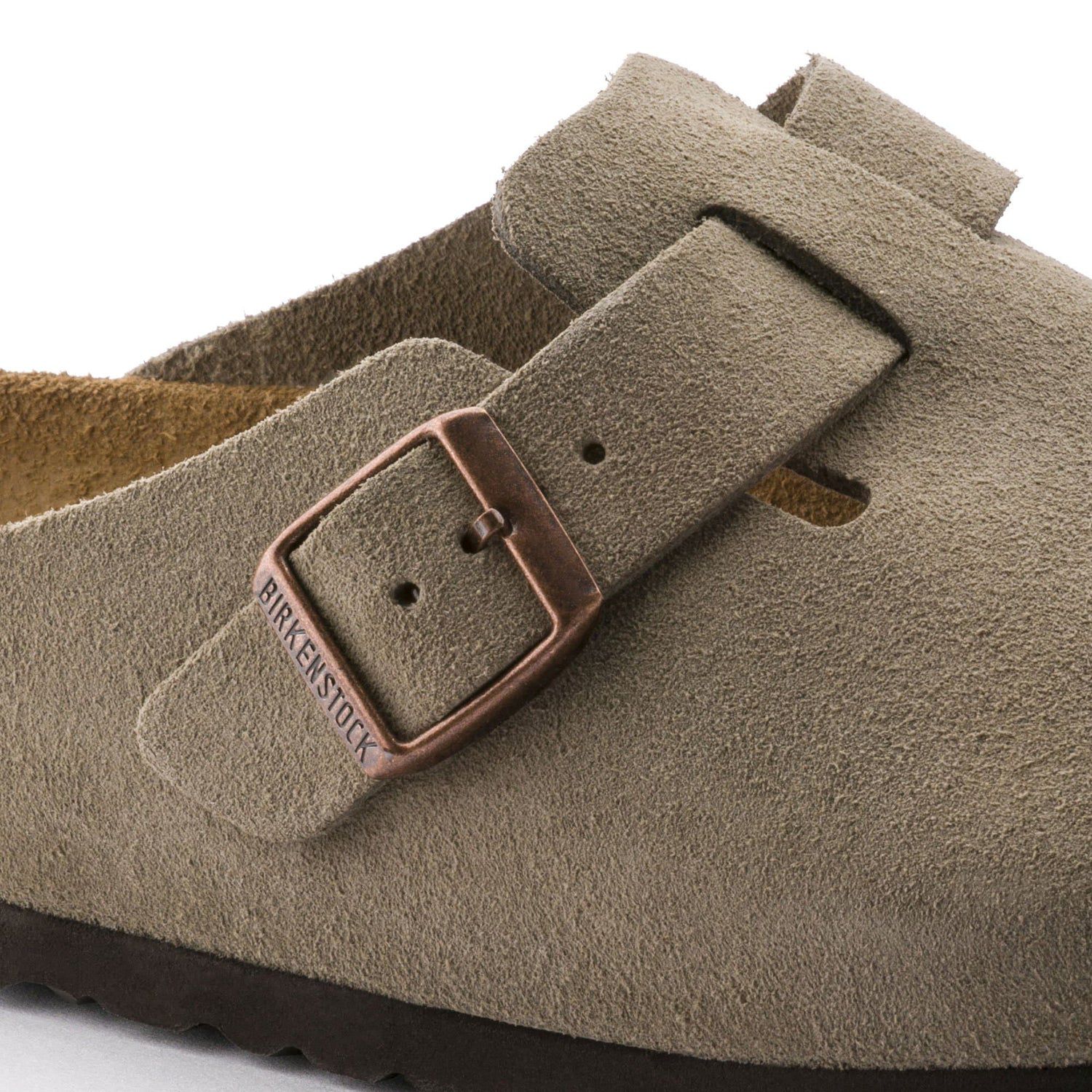 Birkenstock Soft Suede Olive Green Clogs with Adjustable Buckle