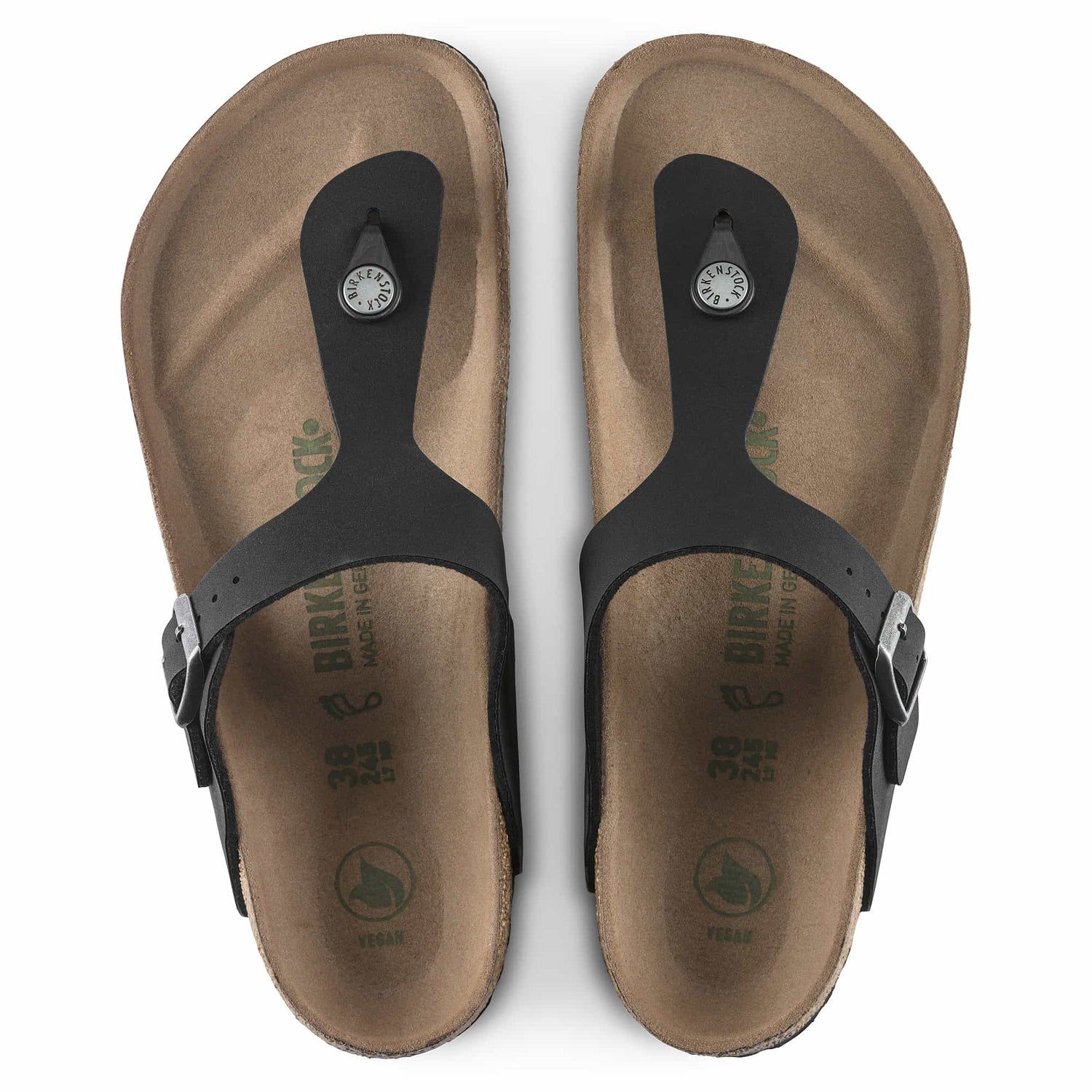 Birkenstock Elegant Black Vegan Flip-Flops with Cork Footbed