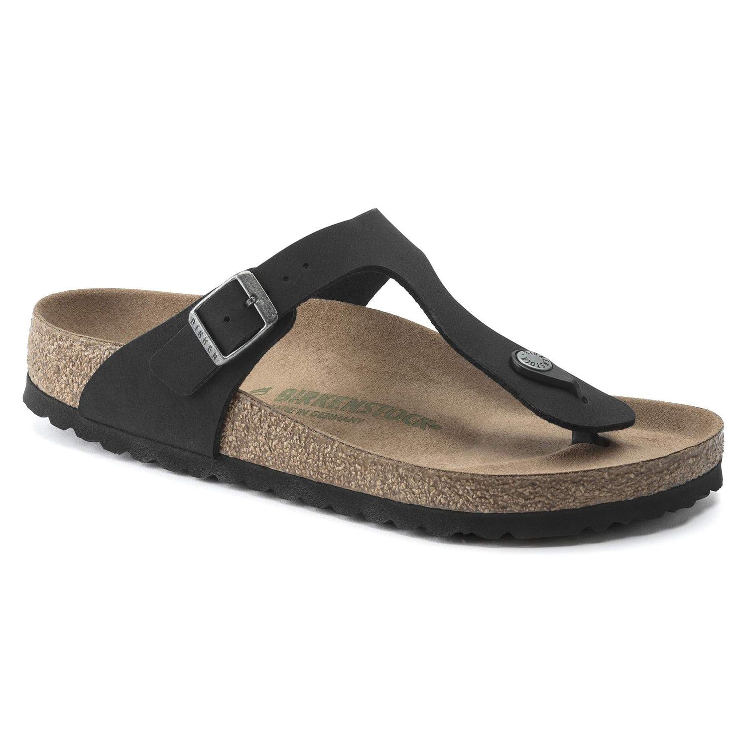 Birkenstock Elegant Black Vegan Flip-Flops with Cork Footbed