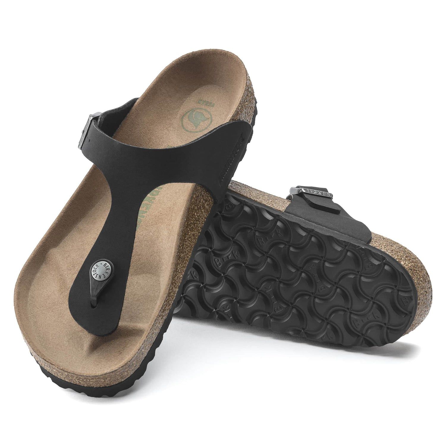 Birkenstock Elegant Black Vegan Flip-Flops with Cork Footbed