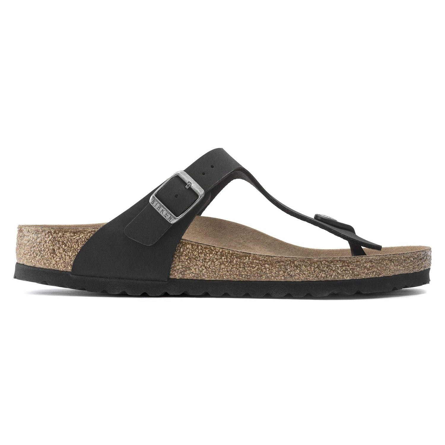 Birkenstock Elegant Black Vegan Flip-Flops with Cork Footbed