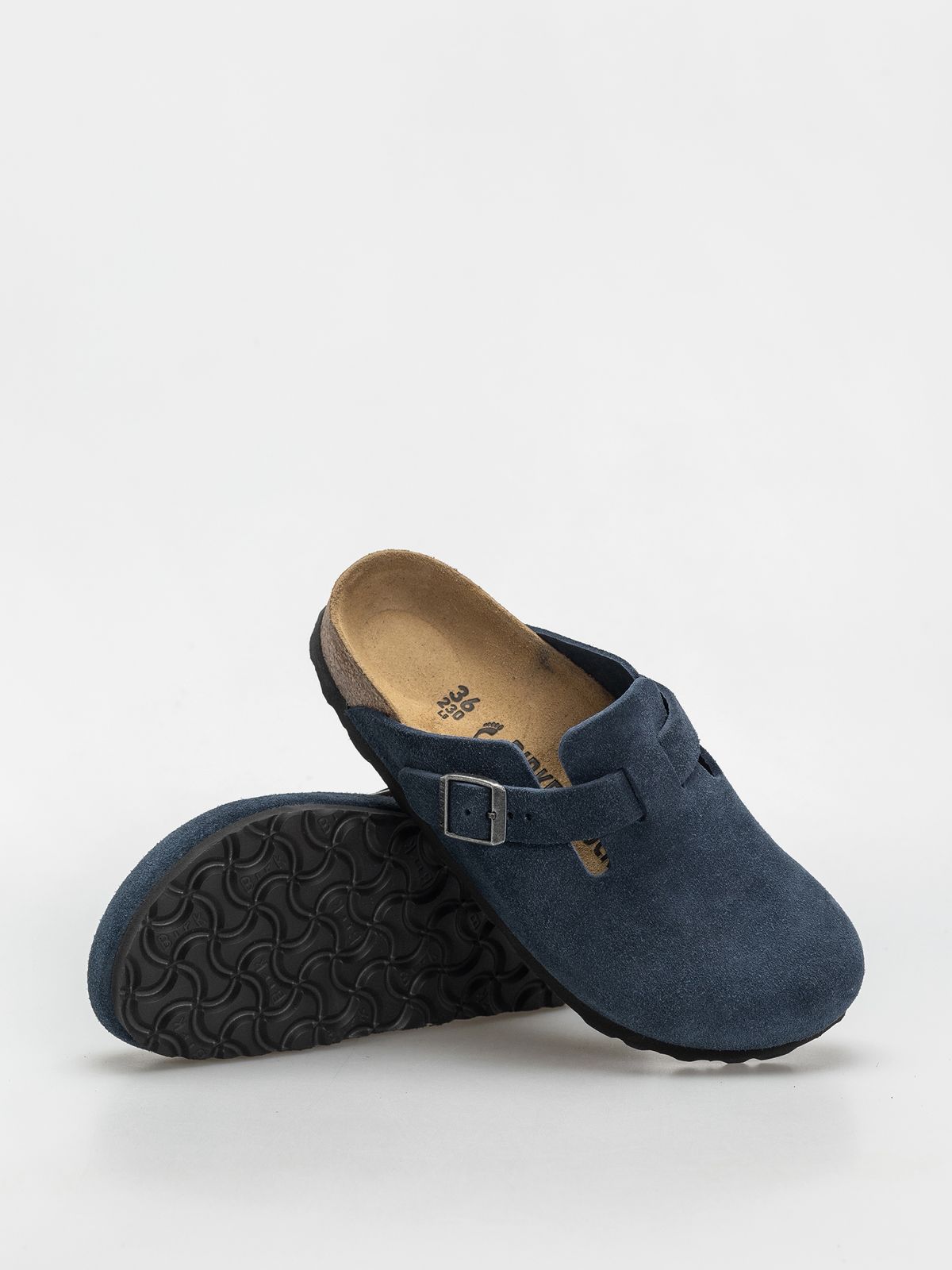 Birkenstock Suede Clogs in Midnight Blue Comfort
