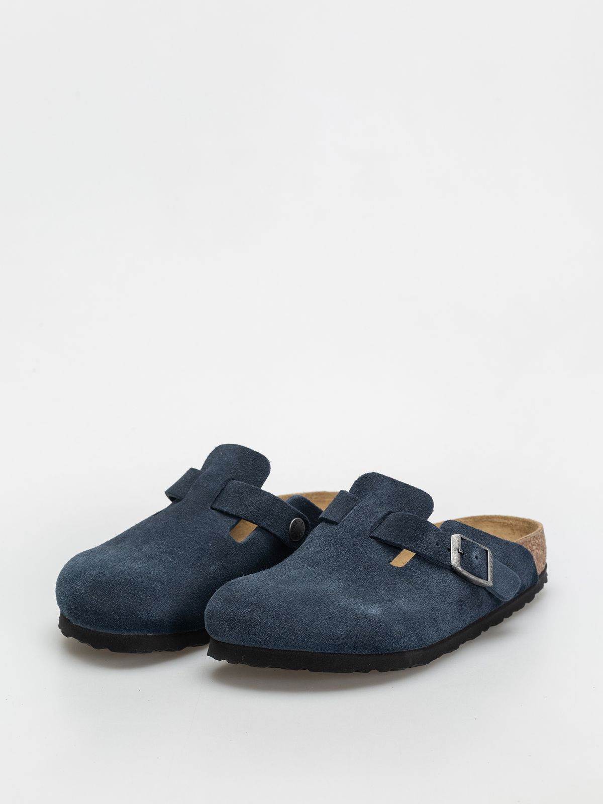 Birkenstock Suede Clogs in Midnight Blue Comfort