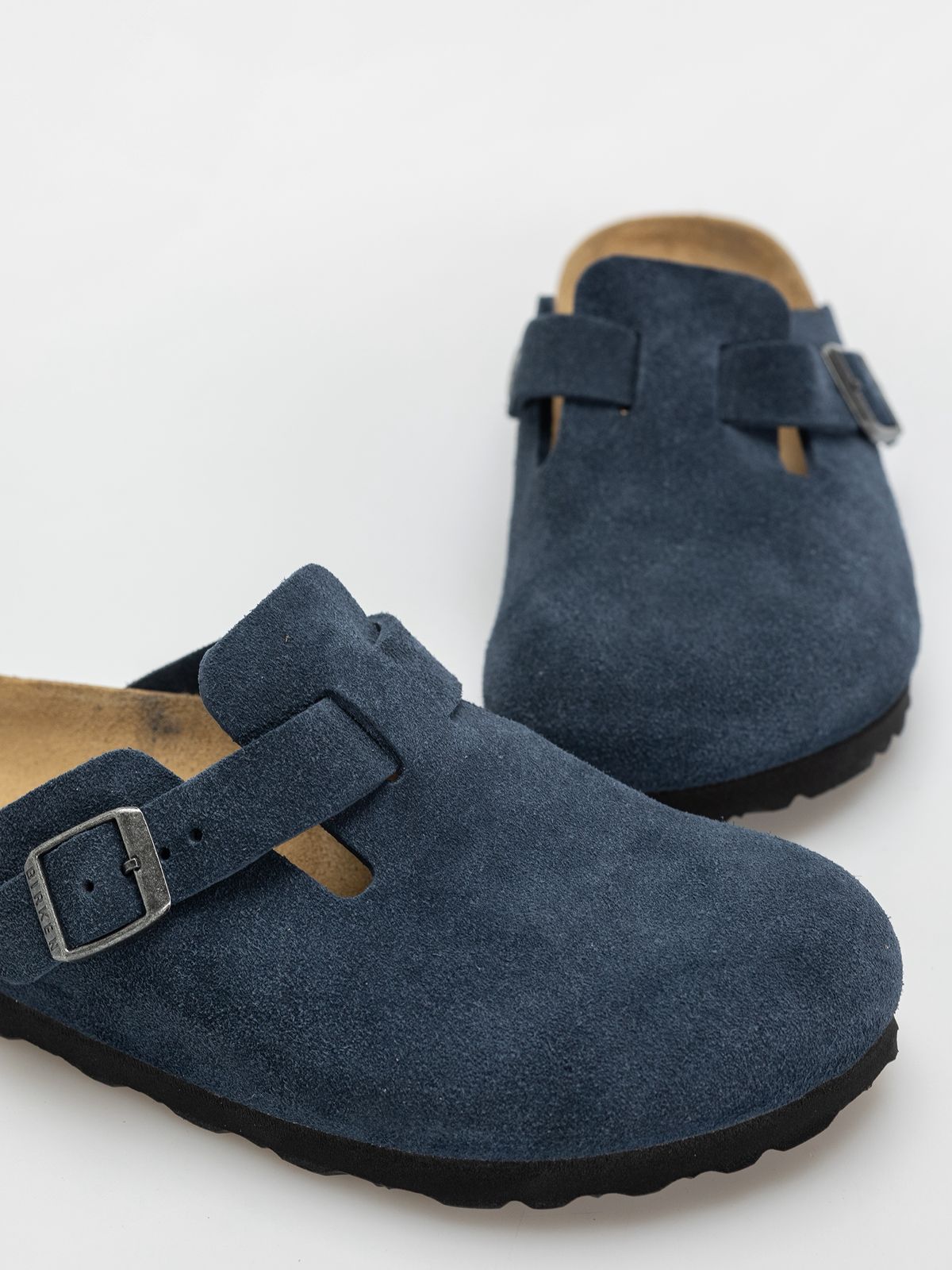 Birkenstock Suede Clogs in Midnight Blue Comfort