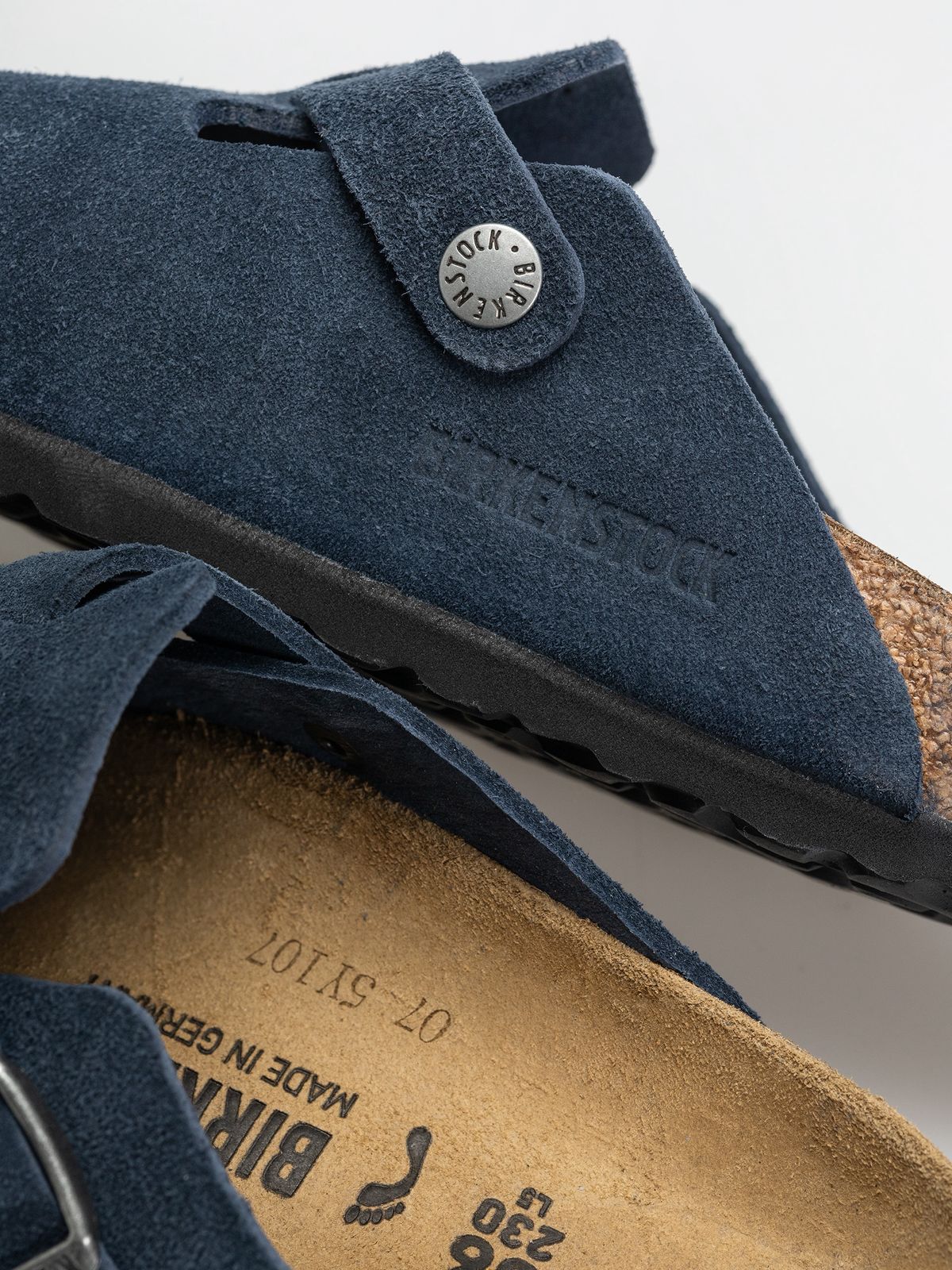 Birkenstock Suede Clogs in Midnight Blue Comfort