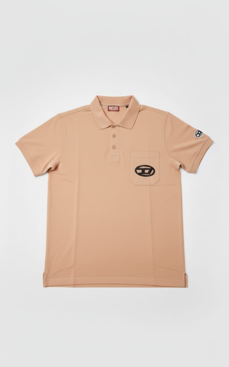 DIESEL Sandstone Whisper Classic Fit Short Sleeve Piqué Polo Shirt