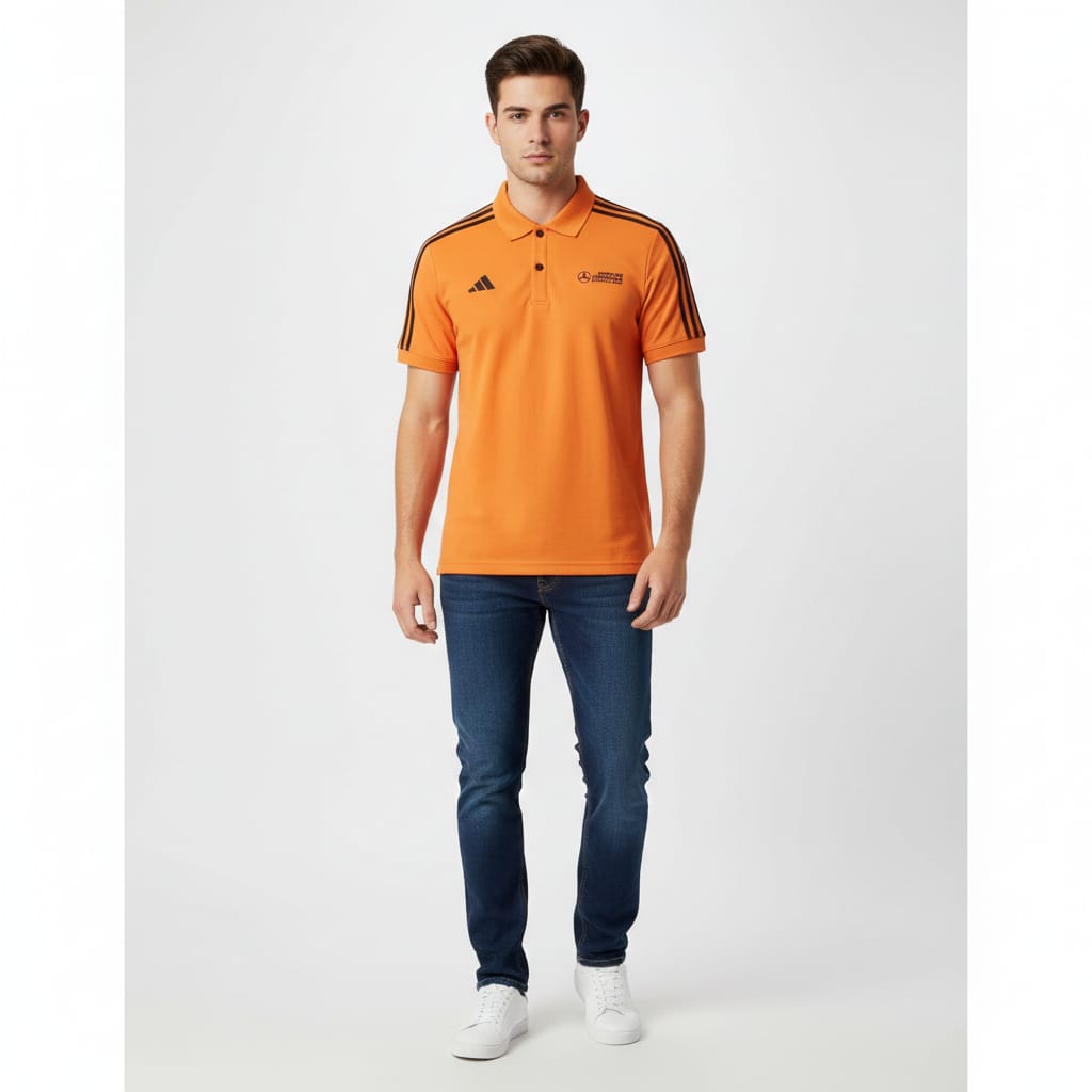 ADIDAS Sunburst Tangerine Tailored Fit Short Sleeve Performance Polo Shirt