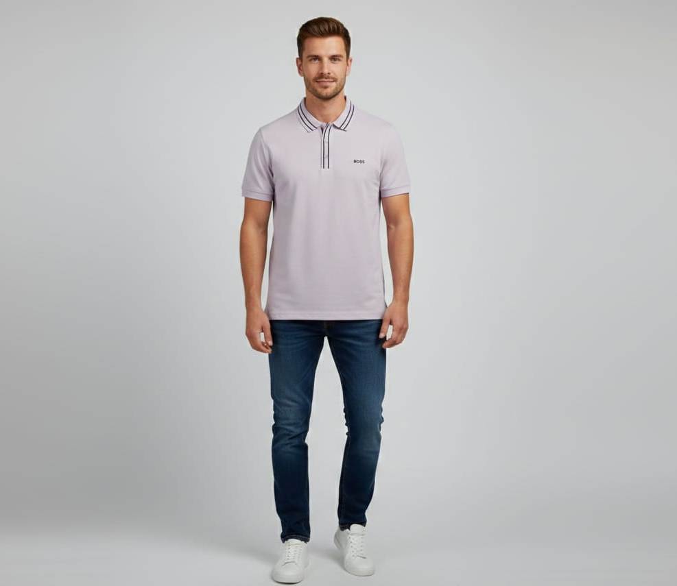 BOSS Ethereal Lilac Classic Fit Piqué Polo Shirt