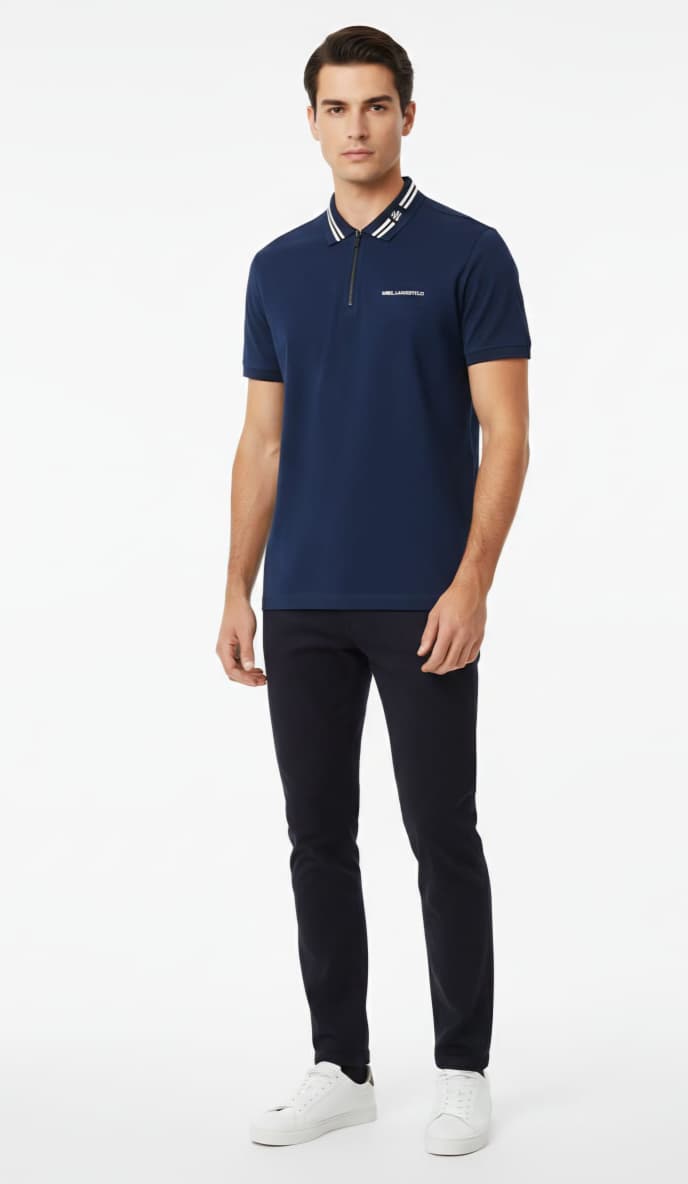 KARL LAGERFELD Enchanted Indigo Tailored Fit Short Sleeve Piqué Polo Shirt