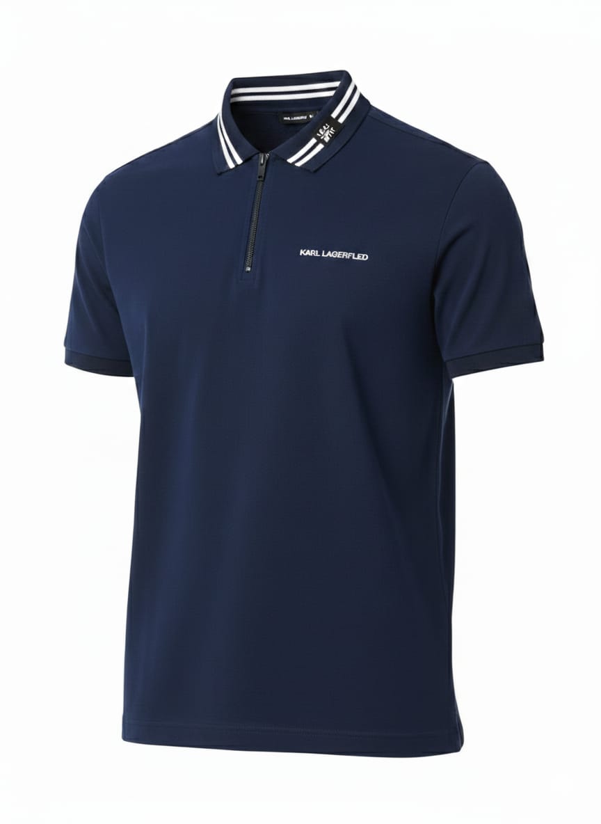 KARL LAGERFELD Enchanted Indigo Tailored Fit Short Sleeve Piqué Polo Shirt