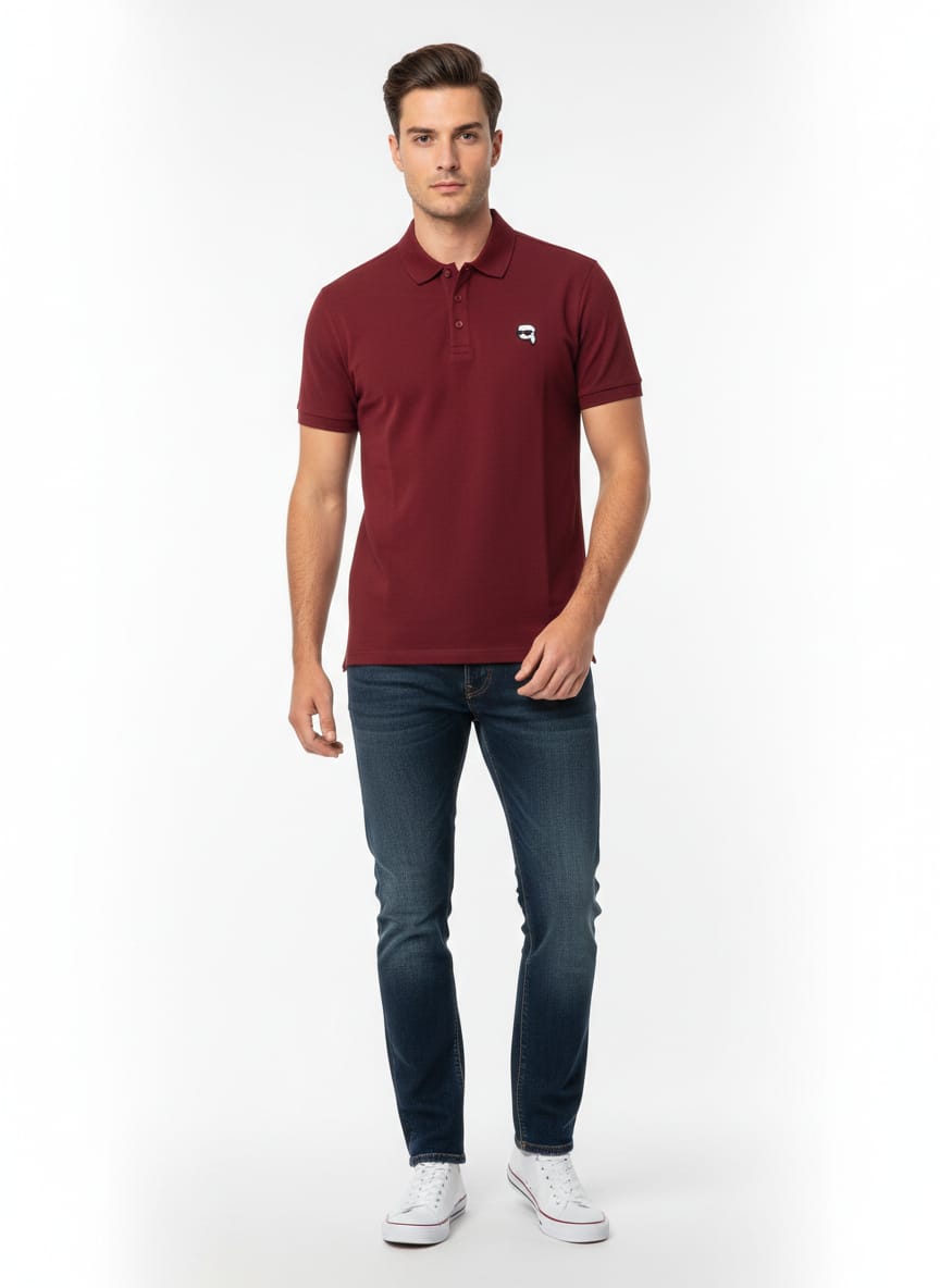KARL LAGERFELD Ember Wine Classic Fit Piqué Polo Shirt