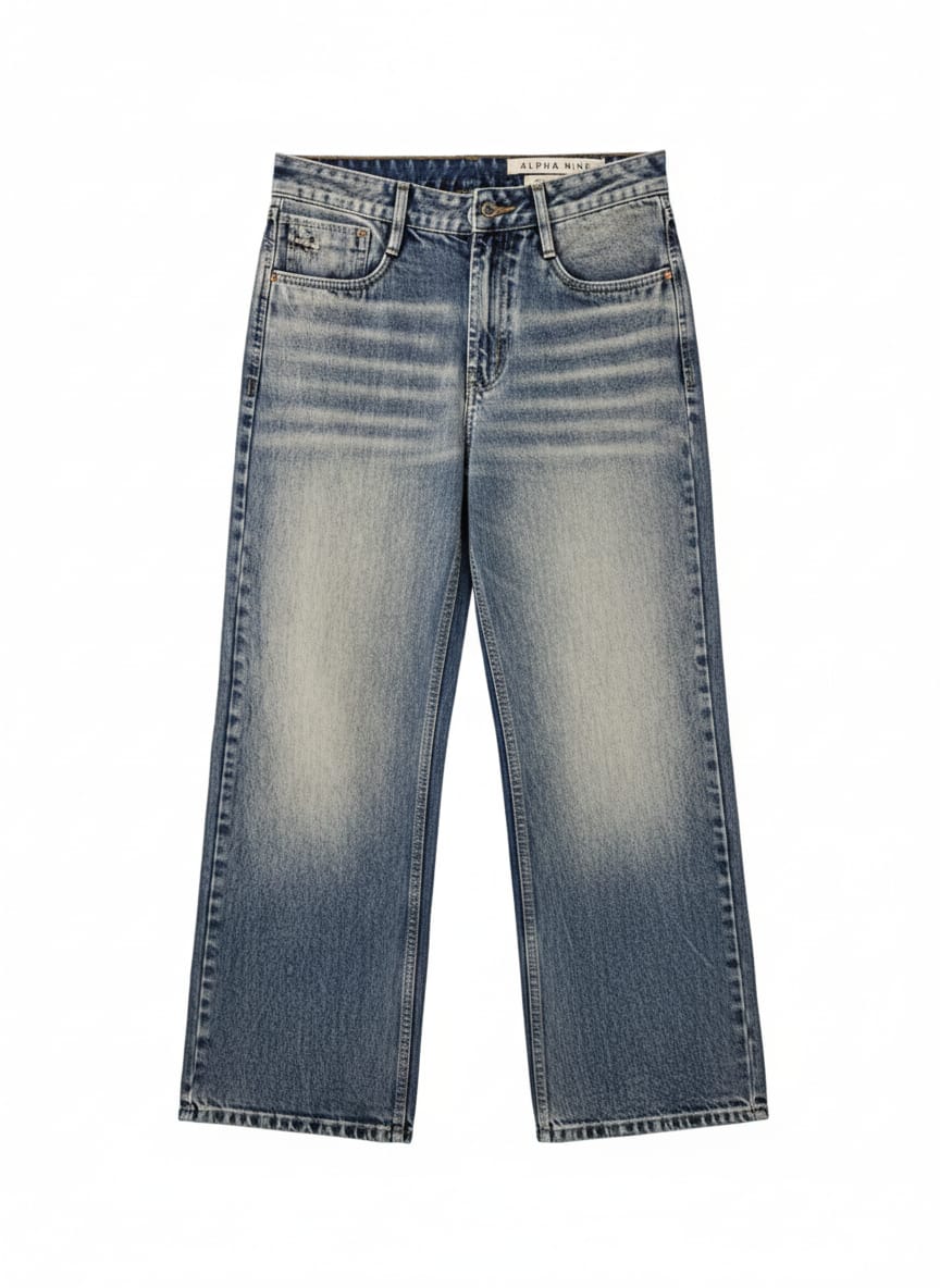 ALPHA 9 Ocean Mist Relaxed Fit Straight Leg Denim Jeans