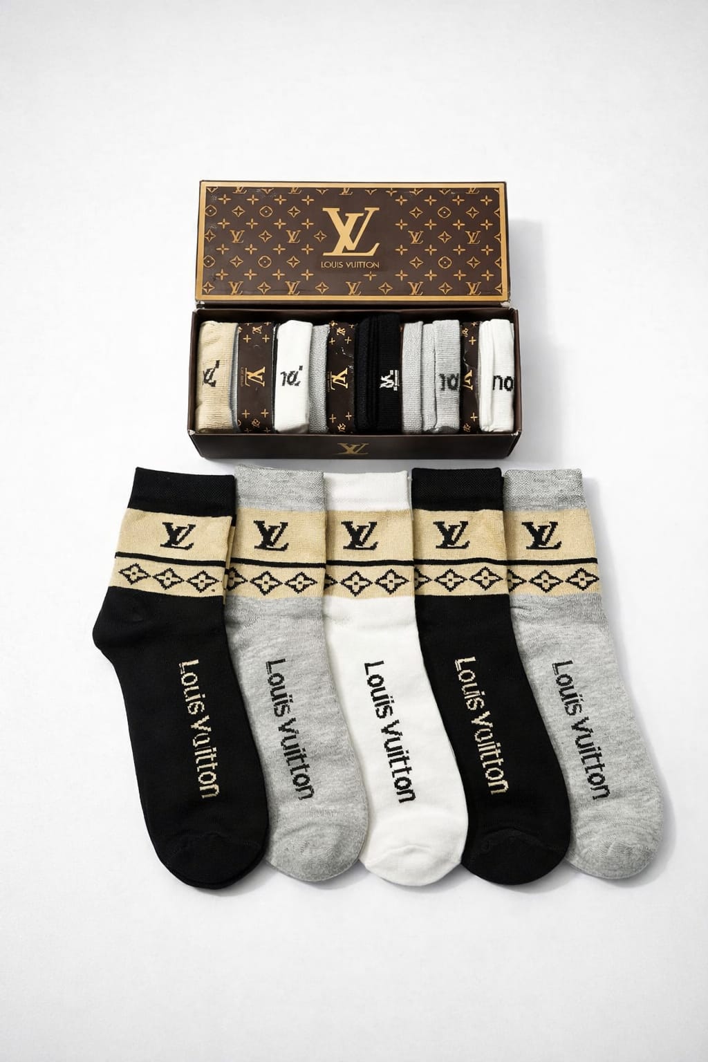 LOUIS VUITTON Celestial Pebble Luxe Sock Gift Set (Pack of 5)