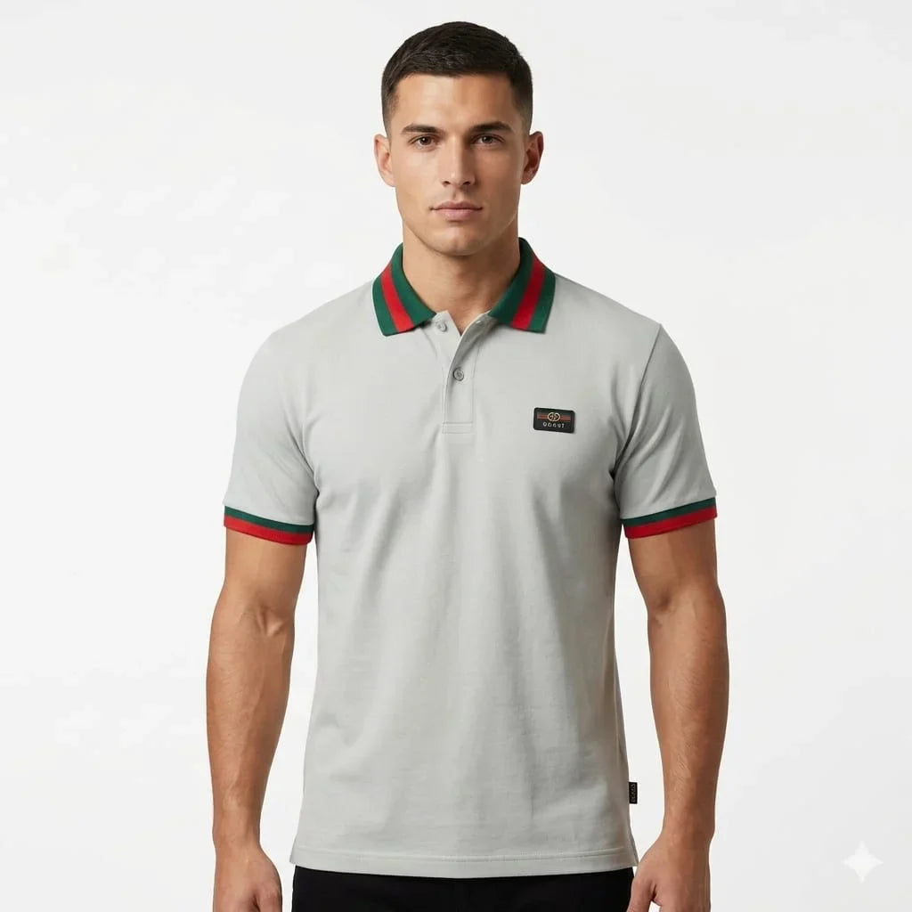 GUCCI Men's Pique Polo Shirt In Grey