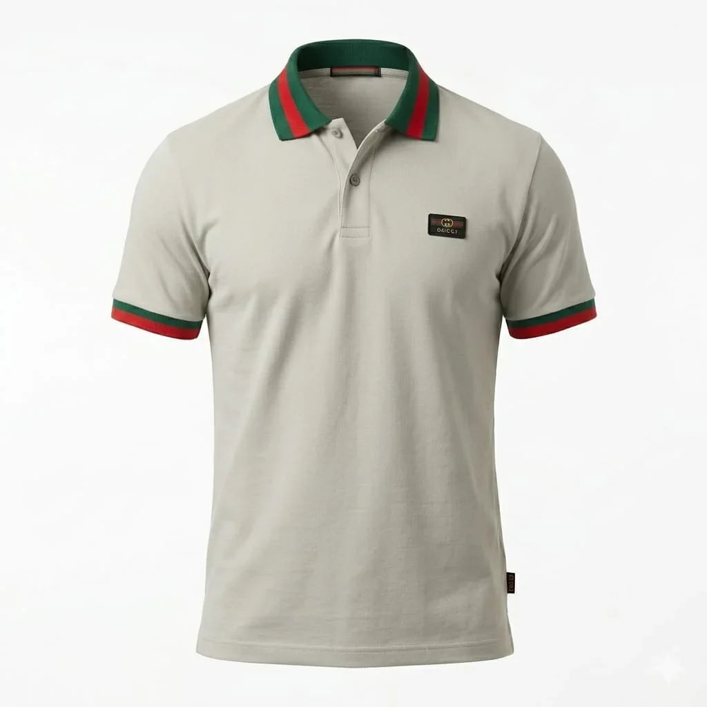 GUCCI Men's Pique Polo Shirt In Grey