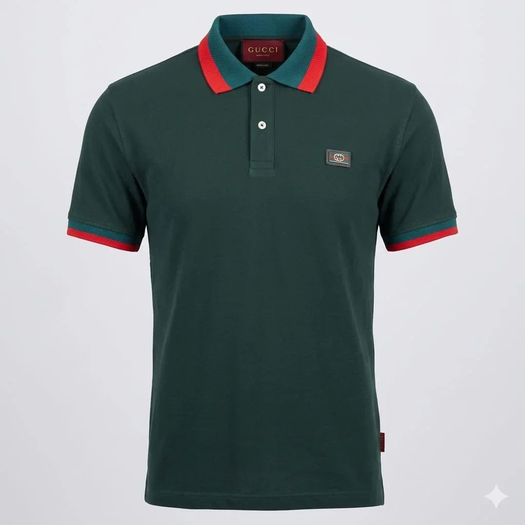 GUCCI Men's Pique Polo Shirt In Green