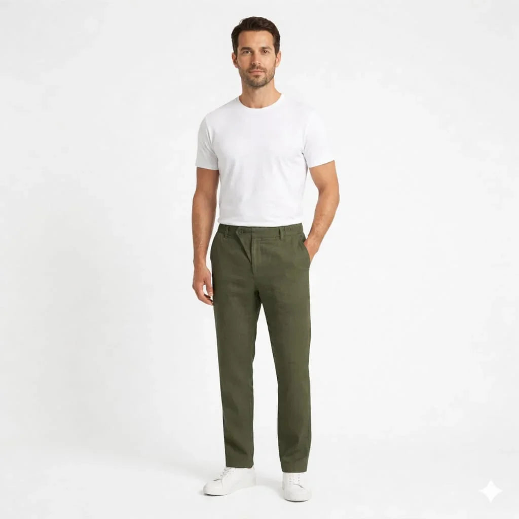 EMPORIO ARMANI Regular Fit Formal Linen Trouser For Men
