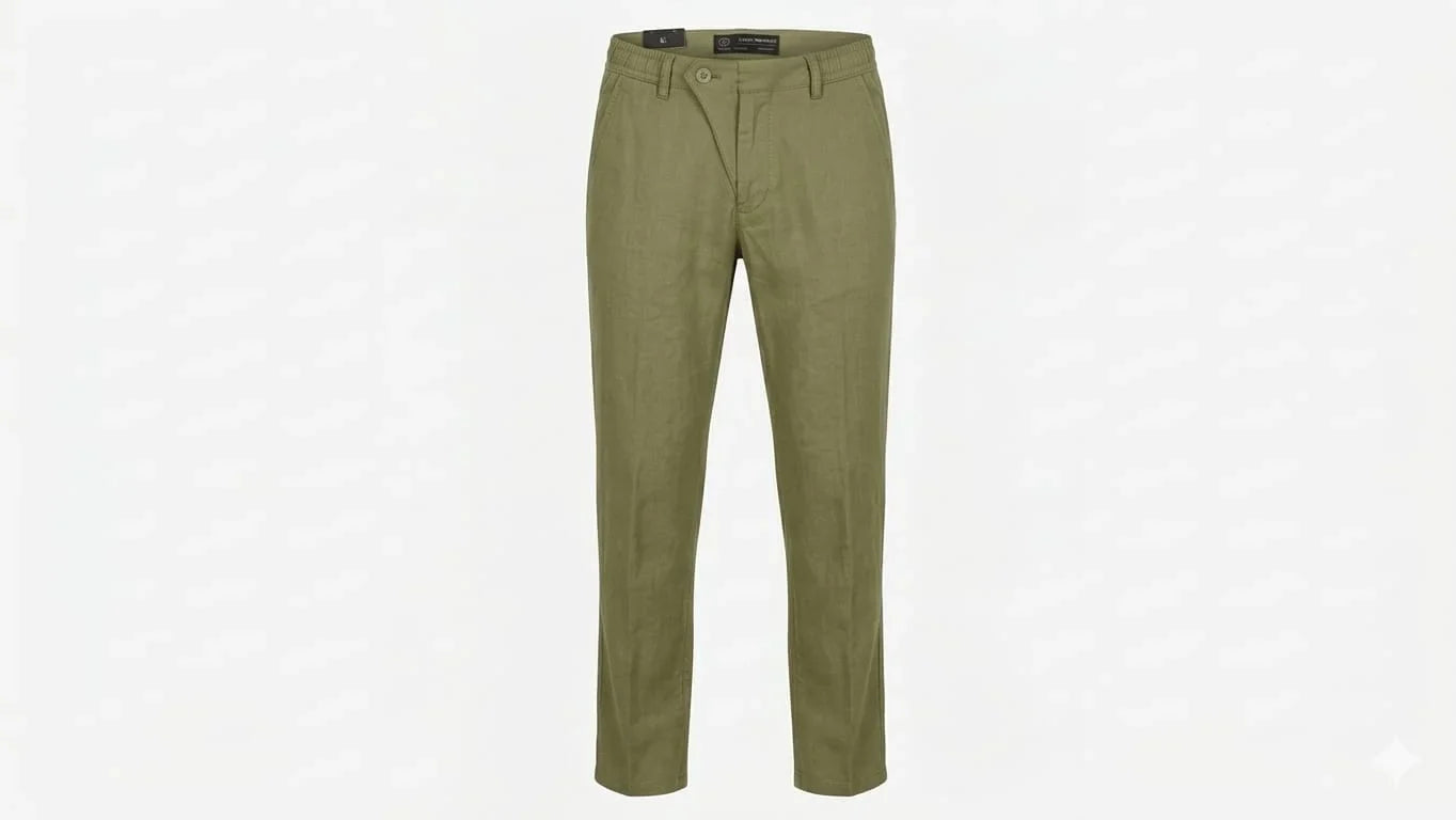 EMPORIO ARMANI Regular Fit Formal Linen Trouser For Men